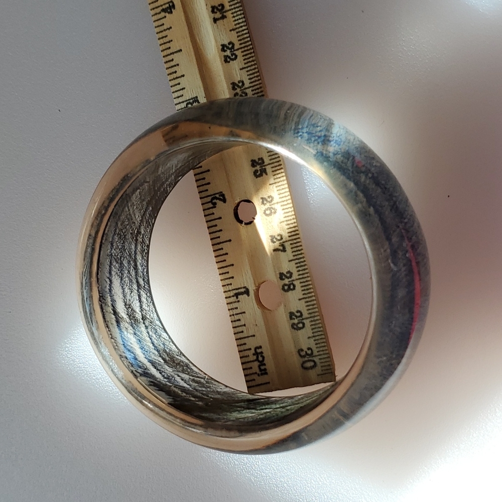 Blue gray with golden glimmer throughout acrylic bangle - Picture 5 of 6